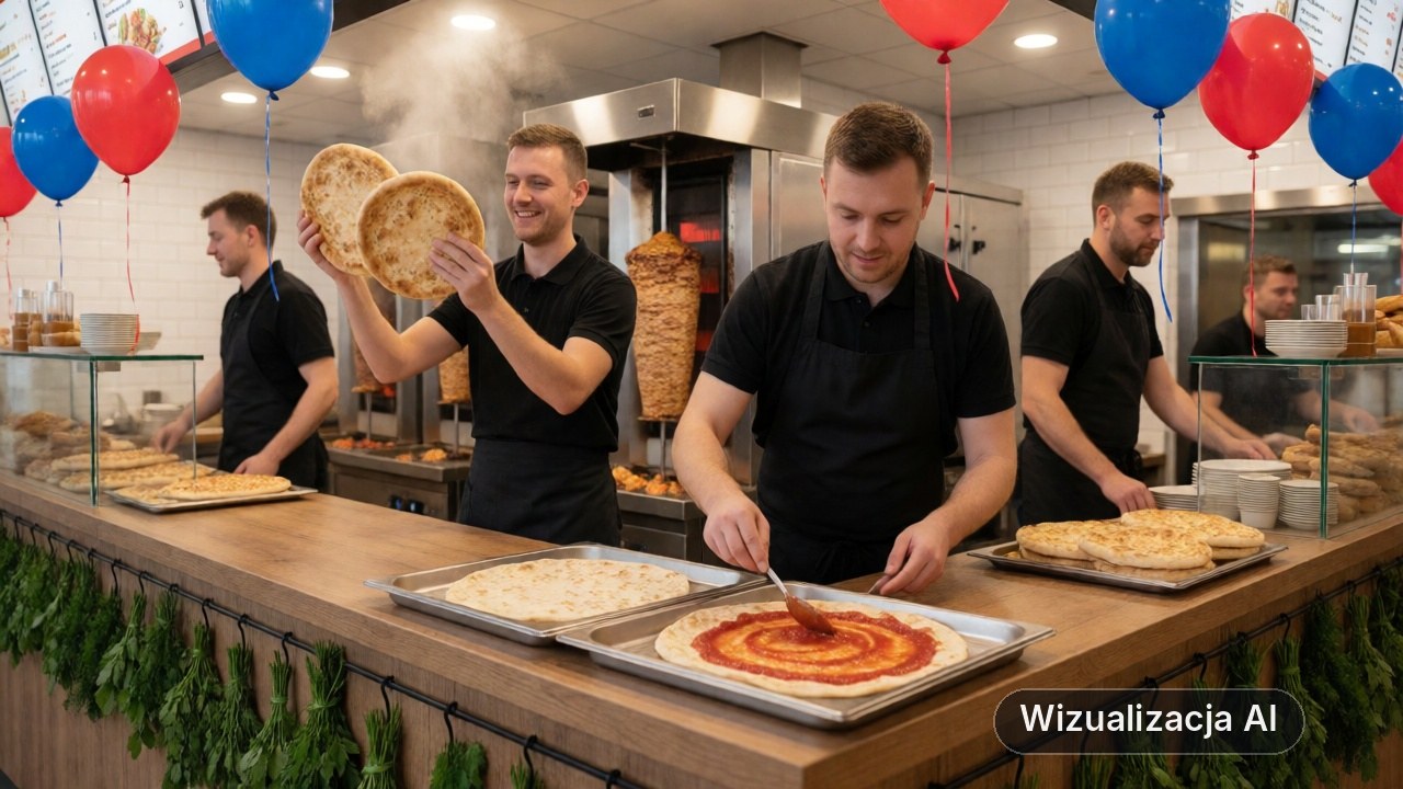 Nowy punkt z kraftowym kebabem w Rumi. Pieczywo wypiekają na miejscu (wizualizacja AI)
