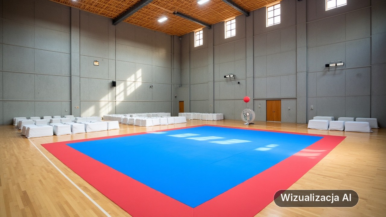 Karateczka z Rumi w biało-czerwonych barwach (wizualizacja AI)