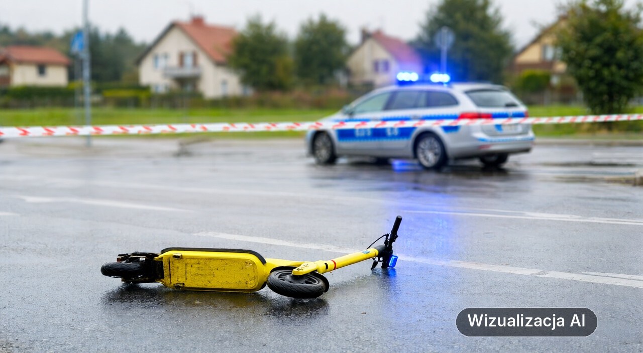 Wypadek w Rumi: Nastolatek na hulajnodze w szpitalu (wizualizacja AI)